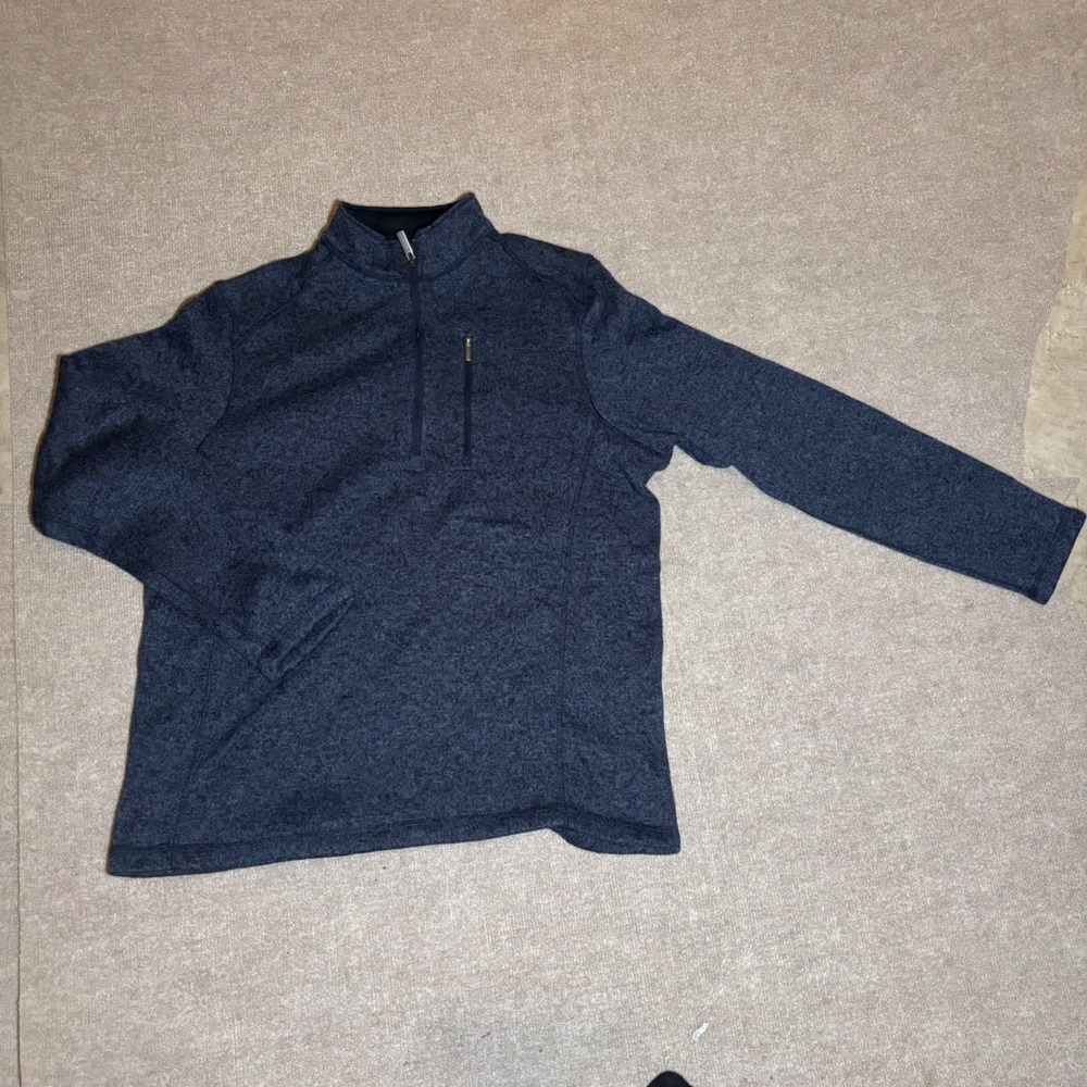 Woolrich Mens XL Quarter Zip Fleece Pullover Blue Heather HMQ00385 Mock Neck